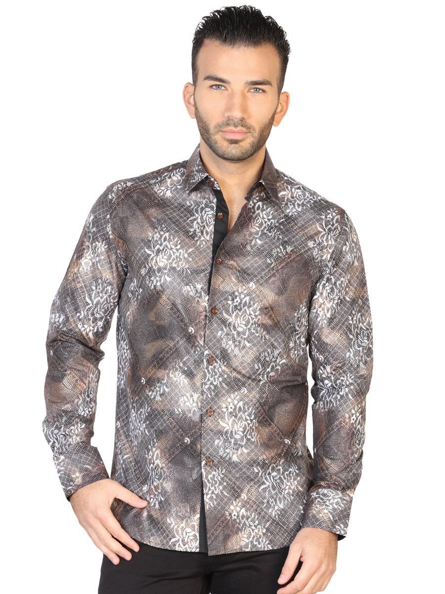 Camisa Casual Manga Larga para Hombre, 100% Modal 'El General' * - ID: 43124 CAFE - BELLEZA'S - Camisa Casual Manga Larga para Hombre, 100% Modal 'El General' * - ID: 43124 CAFE - BELLEZA'S - 43124