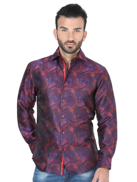 Camisa Casual Manga Larga para Hombre, 100% Polyester 'Centenario' - ID: 41718 ROJO - BELLEZA'S - Camisa Casual Manga Larga para Hombre, 100% Polyester 'Centenario' - ID: 41718 ROJO - BELLEZA'S - 41718