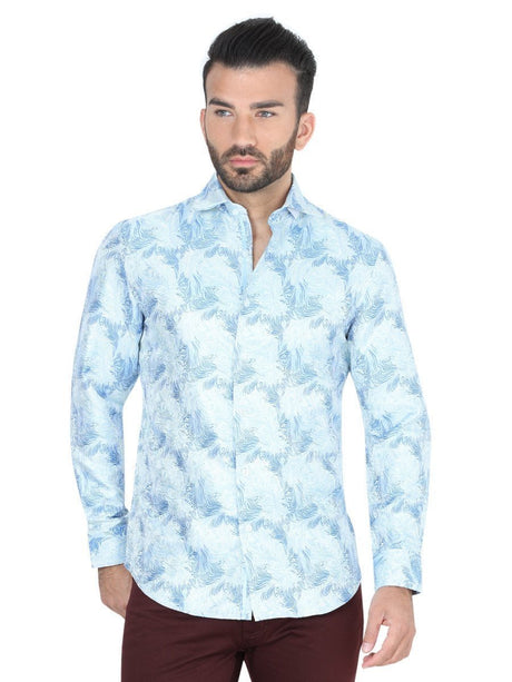 Camisa Casual Manga Larga para Hombre, 100% Polyester 'Centenario' - ID: 41726 AZUL/AMARILLO - BELLEZA'S - Camisa Casual Manga Larga para Hombre, 100% Polyester 'Centenario' - ID: 41726 AZUL/AMARILLO - BELLEZA'S - 41726