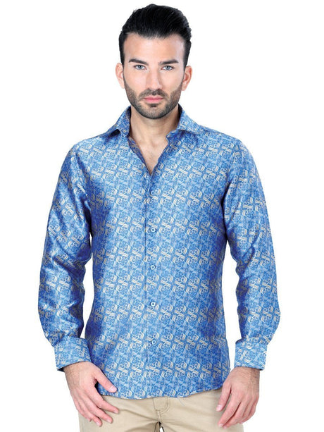 Camisa Casual Manga Larga para Hombre, 100% Polyester 'Centenario' * - ID: 41918 AZUL - BELLEZA'S - Camisa Casual Manga Larga para Hombre, 100% Polyester 'Centenario' * - ID: 41918 AZUL - BELLEZA'S - 41918