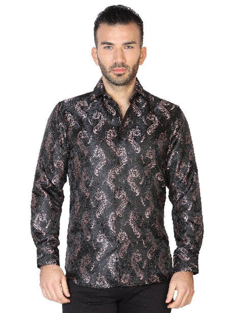 Camisa Casual Manga Larga para Hombre, 100% Polyester 'Centenario' * - ID: 42829 NEGRO/ROSA - BELLEZA'S - Camisa Casual Manga Larga para Hombre, 100% Polyester 'Centenario' * - ID: 42829 NEGRO/ROSA - BELLEZA'S - 42829