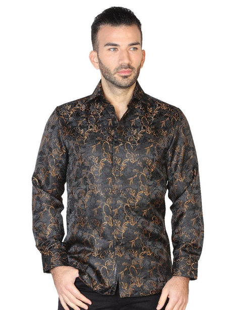 Camisa Casual Manga Larga para Hombre, 100% Polyester 'Centenario' * - ID: 42833 NEGRO/ORO - BELLEZA'S - Camisa Casual Manga Larga para Hombre, 100% Polyester 'Centenario' * - ID: 42833 NEGRO/ORO - BELLEZA'S - 42833