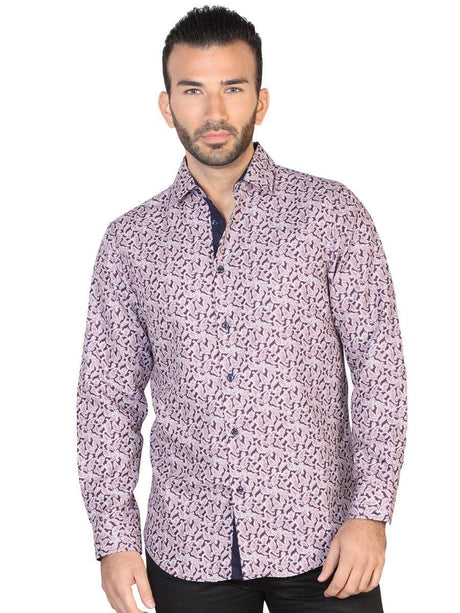 Camisa Casual Manga Larga para Hombre 'El Señor de los Cielos' * - ID: 43054 MORADO - BELLEZA'S - Camisa Casual Manga Larga para Hombre, 100% Polyester 'El Señor de los Cielos' * - ID: 43054 MORADO - BELLEZA'S - 43054