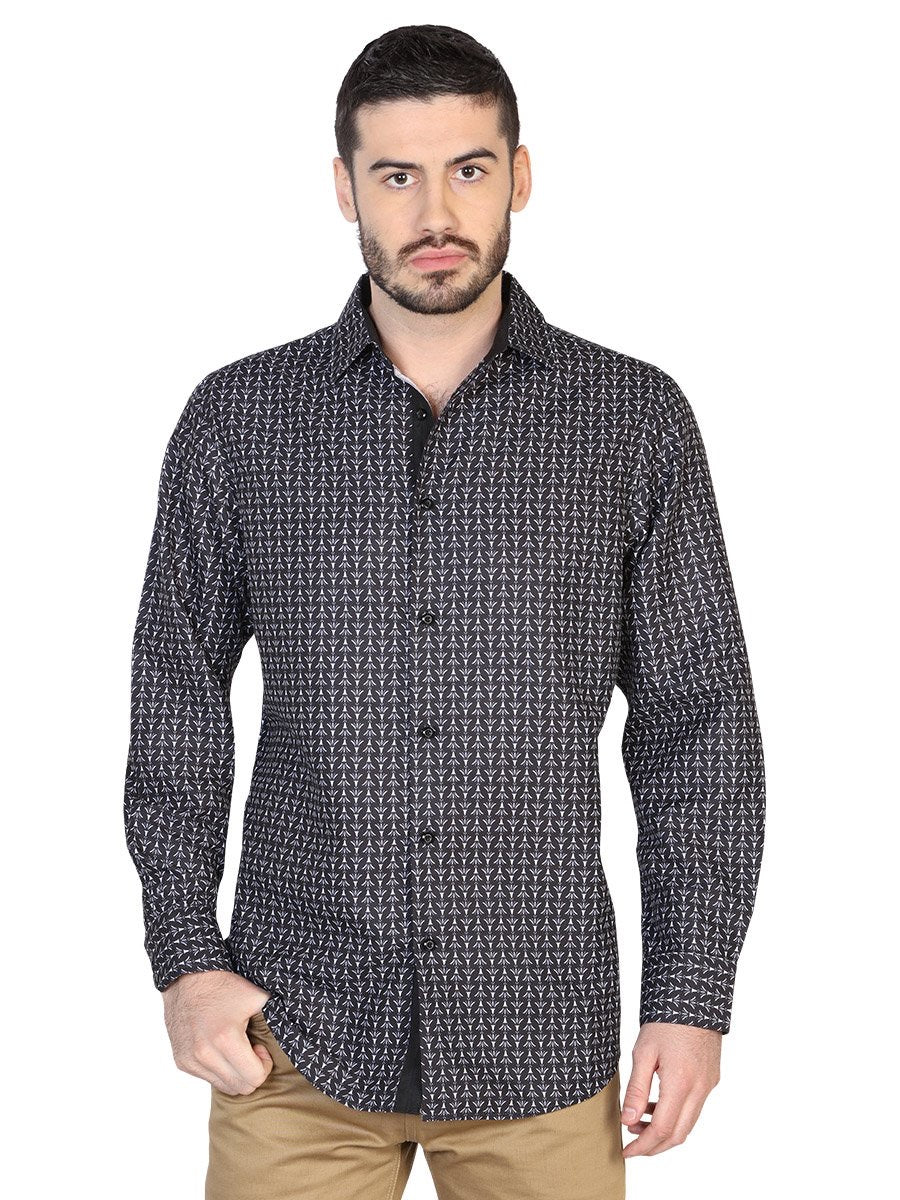 Camisa Casual Manga Larga para Hombre 'El Señor de los Cielos' *NEGRO-43056* - BELLEZA'S - Camisa Casual Manga Larga para Hombre, 100% Polyester 'El Señor de los Cielos' * - ID: 43056 NEGRO - BELLEZA'S - Camisas Para Hombres - 43056