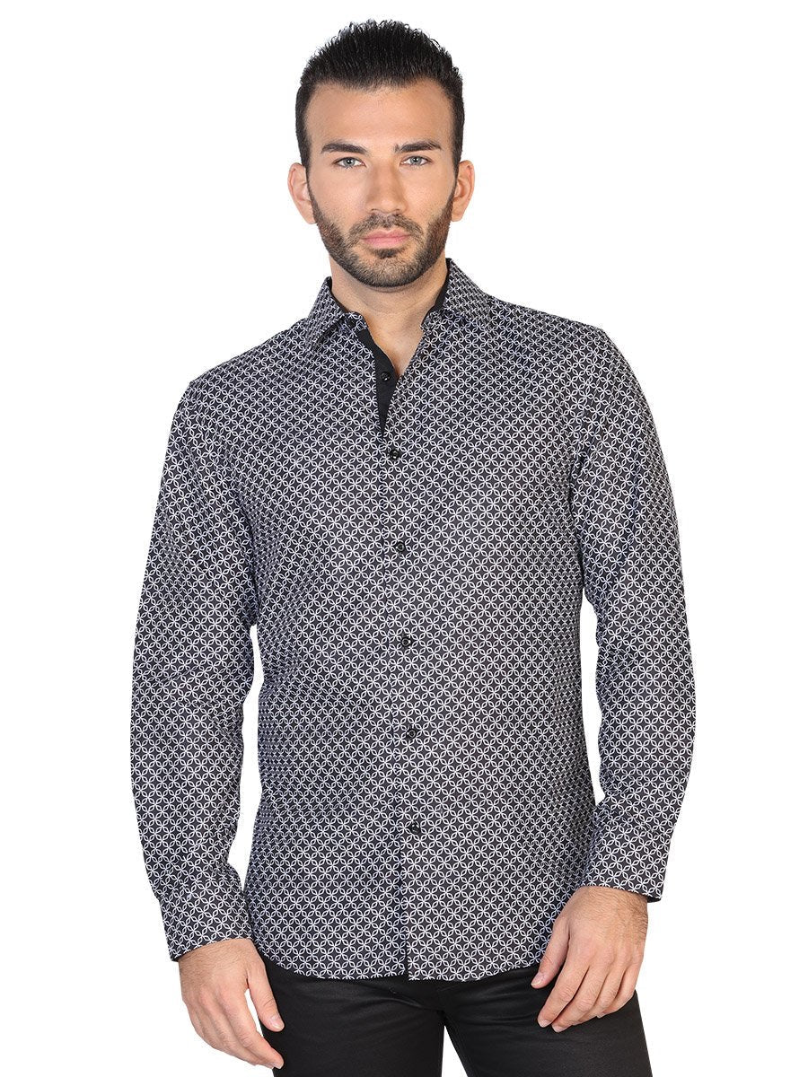 Camisa Casual Manga Larga para Hombre 'El Señor de los Cielos' *NEGRO-43066* - BELLEZA'S - Camisa Casual Manga Larga para Hombre, 100% Polyester 'El Señor de los Cielos' * - ID: 43066 NEGRO - BELLEZA'S - Camisas Para Hombres - 43066