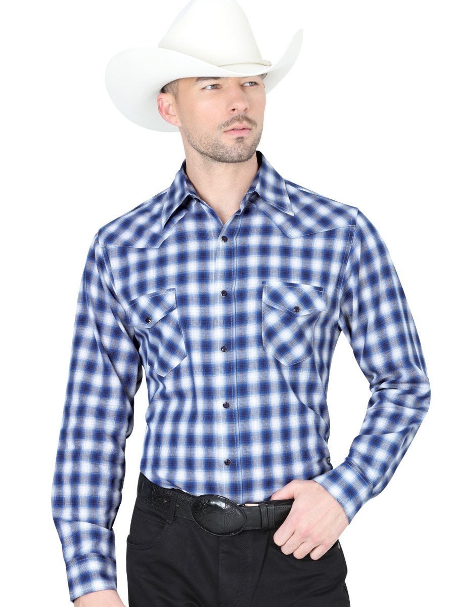 Camisa Casual Manga Larga para Hombre'El Señor de los Cielos' *AZUL/BLANCO-42040* - BELLEZA'S - Camisa Casual Manga Larga para Hombre, 100% Algodon 'El Señor de los Cielos' * - ID: 42040 AZUL/BLANCO - BELLEZA'S - 42040