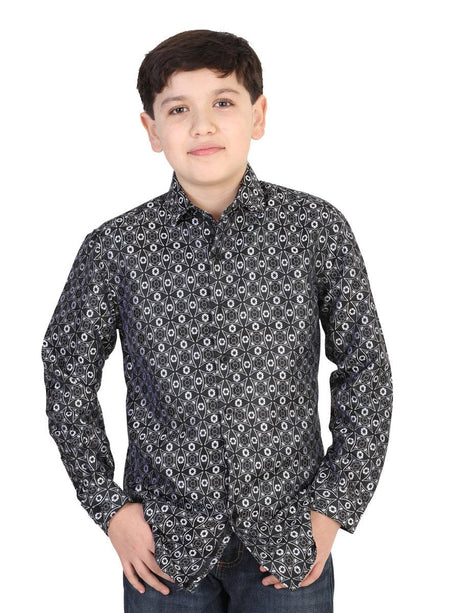 Camisa Casual Manga Larga para Niño, 100% Polyester 'Centenario' * - ID: 42360 NEGRO/PLATA - BELLEZA'S - Camisa Casual Manga Larga para Niño, 100% Polyester 'Centenario' * - ID: 42360 NEGRO/PLATA - BELLEZA'S - 42360