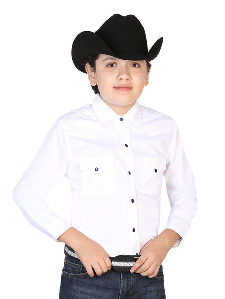 Camisa Casual Manga Larga para Niño 'El General' *BLANCO-42493* - BELLEZA'S - Camisa Casual Manga Larga para Niño, 55% Cotton, 45% Polyester 'El General' * - ID: 42493 BLANCO - BELLEZA'S - Camisa Para Niño - 42493