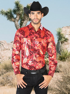 Camisa De Vestir Para Hombre 'El Señor de los Cielos' Rojo/Negro/Arena-43456 - BELLEZA'S - Camisa De Vestir Para Hombre 'El Señor de los Cielos' Rojo/Negro/Arena-43456 - BELLEZA'S - 43456