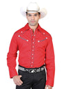 Camisa Vaquera Bordada Manga Larga Para Hombre 'El General' *RED-42509* - BELLEZA'S - Camisa Vaquera Bordada Manga Larga Para Hombre 'El General' *RED-42509* - BELLEZA'S - Camisa Para Hombre Bordada - 42509