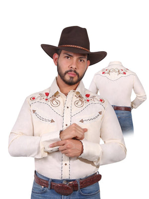 Camisa Vaquera Bordada Manga Larga para Hombre 'El Señor de los Cielos' *BEIGE-42942* - BELLEZA'S - Camisa Vaquera Bordada Manga Larga para Hombre 'El Señor de los Cielos' *BEIGE-42942* - BELLEZA'S - Camisas Para Hombres - 42942