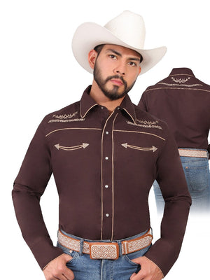 Camisa Vaquera Bordada Manga Larga Para Hombre 'El Señor de los Cielos' *BROWN-42950* - BELLEZA'S - Camisa Vaquera Bordada Manga Larga Para Hombre 'El Señor de los Cielos' *BROWN-42950* - BELLEZA'S - Camisas Para Hombres - 42950