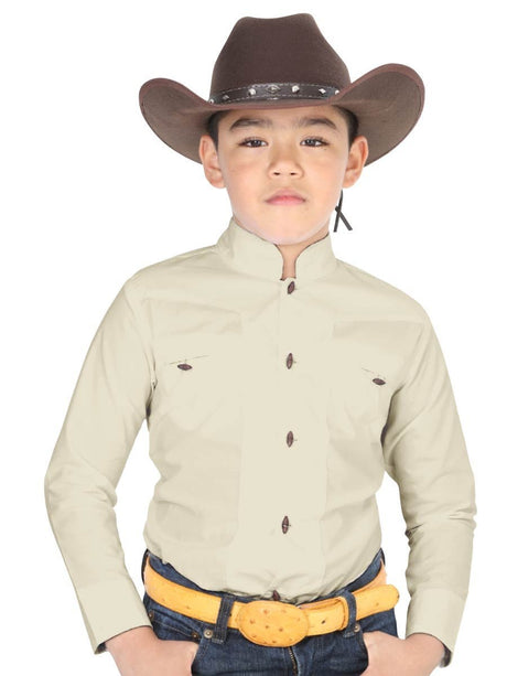 Camisa Vaquera Charra Manga Larga para Niño, 65% Polyester, 35% Algodon 'El General' - ID: 40365 BEIGE - BELLEZA'S - Camisa Vaquera Charra Manga Larga para Niño, 65% Polyester, 35% Algodon 'El General' - ID: 40365 BEIGE - BELLEZA'S - 40365