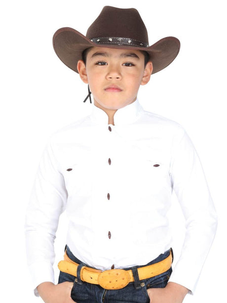 Camisa Vaquera Charra Manga Larga para Niño, 65% Polyester, 35% Algodon 'El General' - ID: 40367 BLANCO - BELLEZA'S - Camisa Vaquera Charra Manga Larga para Niño, 65% Polyester, 35% Algodon 'El General' - ID: 40367 BLANCO - BELLEZA'S - 40367