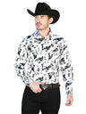 Camisa Vaquera Manga Larga Broches Estampada Para Hombre 'El Señor de los Cielos' *White-43952* - BELLEZA'S - Camisa Vaquera Manga Larga Broches Estampada Para Hombre 'El Señor de los Cielos' *White-43952* - Camisas Para Hombres - 43952