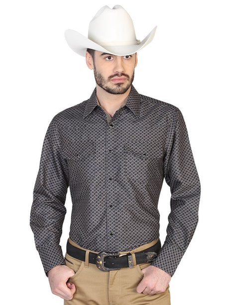 Camisa Vaquera Manga Larga para Hombre, 100% Polyester 'El Señor de los Cielos' * - ID: 43027 NEGRO/KHAKI - BELLEZA'S - Camisa Vaquera Manga Larga para Hombre, 100% Polyester 'El Señor de los Cielos' * - ID: 43027 NEGRO/KHAKI - BELLEZA'S - 43027