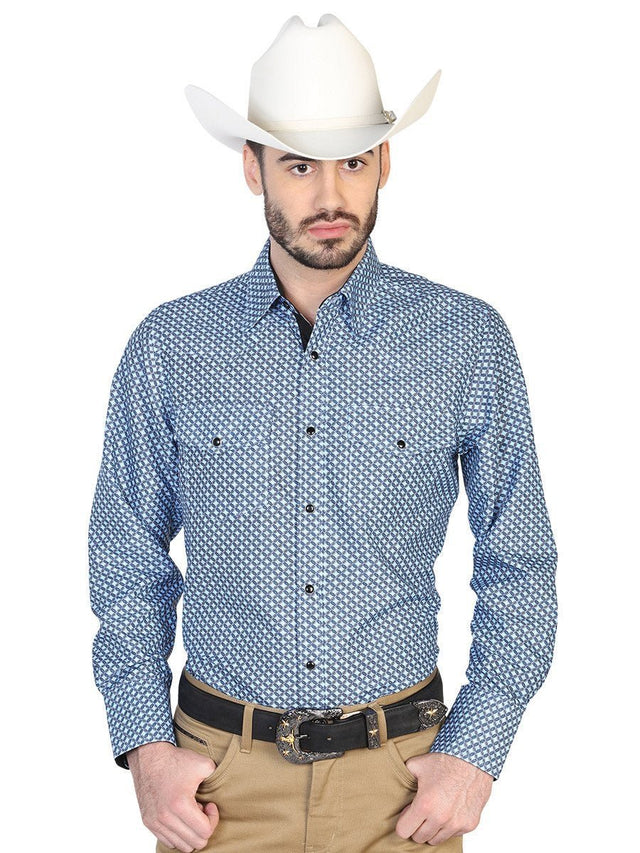 Camisa Vaquera Manga Larga para Hombre, 100% Polyester 'El Señor de los Cielos' * - ID: 43030 AZUL/NEGRO - BELLEZA'S - Camisa Vaquera Manga Larga para Hombre, 100% Polyester 'El Señor de los Cielos' * - ID: 43030 AZUL/NEGRO - BELLEZA'S - 43030