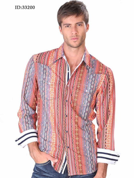 Camisa Vaquera Manga Larga Para Hombre 'El Señor De Los Cielos' Orange - BELLEZA'S - Camisa Vaquera Manga Larga Para Hombre 'El Señor De Los Cielos' Orange - BELLEZA'S - Camisa - 33200