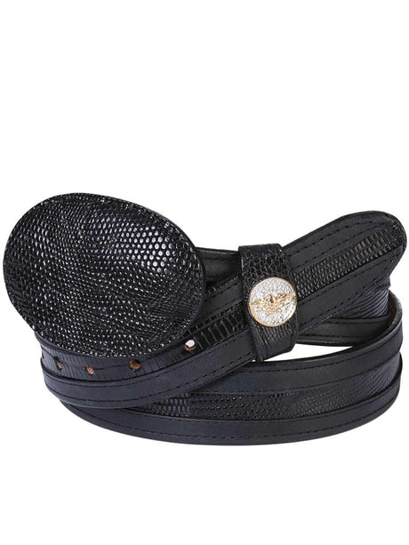 Cinto Vaquero Exotico Lizard Original Para Hombre Con Hebilla Ovalada, 1 1/2" Ancho 'El General' *NEGRO-21246* - BELLEZA'S - Cinto Vaquero Exotico Lizard Original Para Hombre Con Hebilla Ovalada, 1 1/2" Ancho 'El General' *NEGRO-21246* - BELLEZA'S - Cintos Para Hombres - 21246