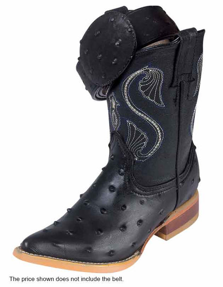 Cowboy Boot Print Montenegro M560209 Ostrich Print Black-278 - BELLEZA'S - Cowboy Boot Print Montenegro M560209 Ostrich Print Black-278 - 278