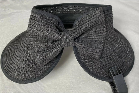 I.N.C. Roll Up Visor With Bow - Black - BELLEZA'S - I.N.C. Roll Up Visor With Bow - Black - BELLEZA'S - Sombreros -