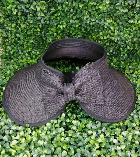 I.N.C. Roll Up Visor With Bow - Black - BELLEZA'S - I.N.C. Roll Up Visor With Bow - Black - BELLEZA'S - Sombreros -