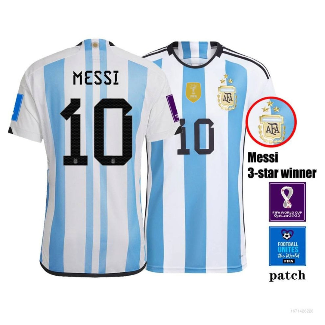 Juguetón Pegajoso veterano Lionel Messi Argentina National Team adidas 2022 Winners Home Jersey For  Men's - White/Light Blue - BELLEZA'S
