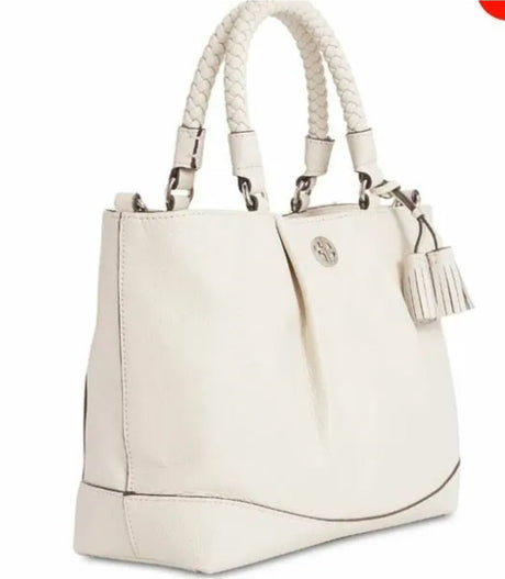 One Size Giani Bernini Braided Handle Leather Satchel, - Ivory/Silver - BELLEZA'S - One Size Giani Bernini Braided Handle Leather Satchel, - Ivory/Silver - Handbags - 10006451600