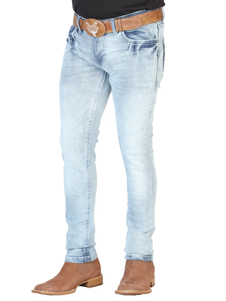 Pantalon De Mezclilla Casual Para Hombre 'El Norteño' *Azul Mediano-126629*  - BELLEZA'S