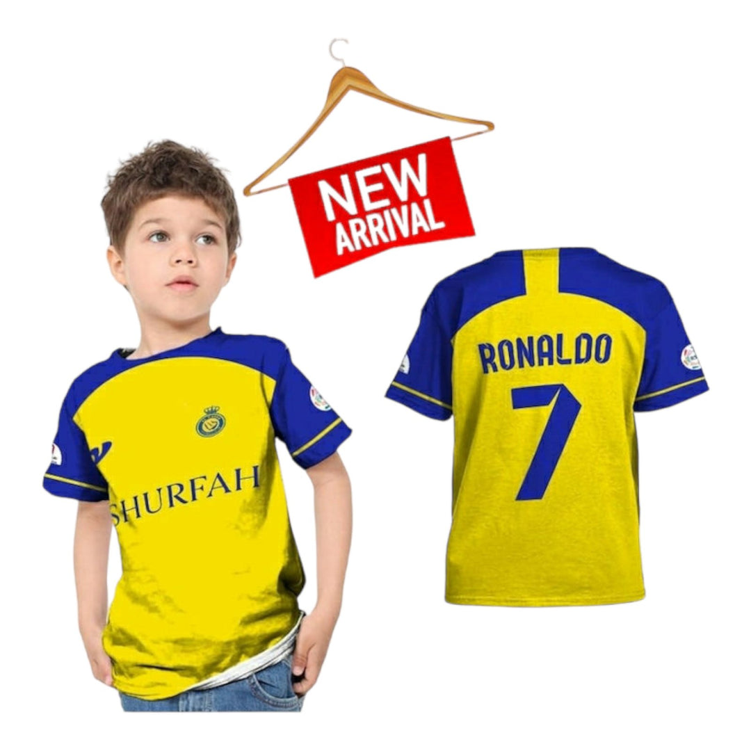 Kid's | RONALDO #7 ALNASSR Authentic Futbol Sports Soccer Jersey T-Shirts &  Shorts 00152