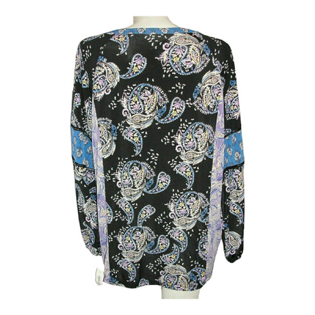 Style & Co Black Printed Split Neck Long Sleeve Top,Size XL - BELLEZA'S - Style & Co Black Printed Split Neck Long Sleeve Top,Size XL - BELLEZA'S - Sweater -