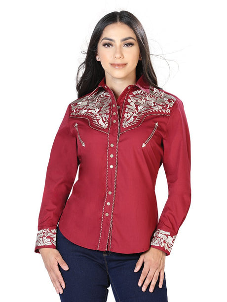 Women's Long Sleeve Western Shirt El Señor de los Cielos *Wine/Khaki-43613* - BELLEZA'S - Women's Long Sleeve Western Shirt El Señor de los Cielos *Wine/Khaki-43613* - 43613